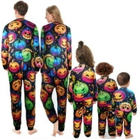 Baywell Halloween Pijamas Onepieces za obiteljske bundeve Print Pajama slatka mekani dugi rukav PJS