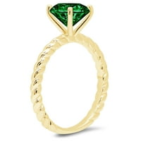 2.0ct okrugli rez zeleni simulirani smaragd 18k žuti zlatni godišnjički angažman prsten veličine 11
