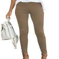 Calzi Dame elastične mršave ležerne hlače za žene dnevne pantalone za odmor modne ulične odjeće Osnovne duge hlače