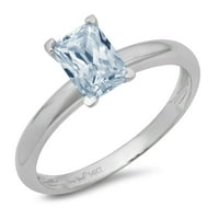 CT sjajan smaragdni rez simulirani plavi dijamant 14k bijeli zlatni pasijans prsten sz 9.75