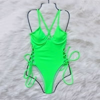 Ljetne žene plus veličina za čišćenje žene Modni jednodijelni izduženi bikini puni kostim kupaći kostim kupaćim odjećom Set Green l