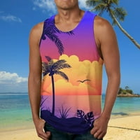 Muška ljetna modna casual plaža morska obala 3D tiskani okrugli vrat bez rukava bez rukava prsluk top muški vrat dugih rukava Termalne košulje debele majice za muškarce
