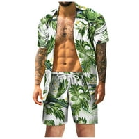 Muška ležerna majica na padu na plaži na hamburki Havajska majica za muškarce Green M