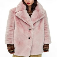 HAITE WOGE PARKA jakna Fuzzy fleece kaput rever odijelo za odmor Sherpa kaputi zimski topli dugi rukav