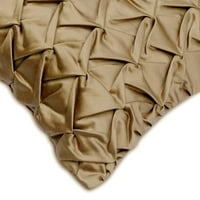 Jastuci, dekorativni bež 24 X24 bacaju jastuke za kauč, satenski pokrivač za teksturu i pintucks, uzorak čvrstog uzorka modernog stila - toffee Crunch