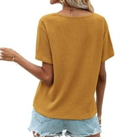 Ženske majice Casual Plain V izrez kratki rukav rukav žuti s