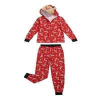 Božićna roditelj-dijete odjeća, elk snježna pahuljica s kapuljačom dugih rukava s kapuljačom + hlače