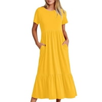 Ženske ljetne haljine Ljetne haljine za žene Tired Maxi suknja Žuta l