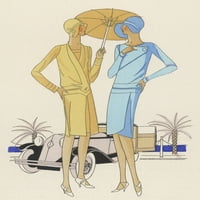 Dvije elegantne dame u haljinama od strane Chantalskog postera Print Mary Evans Library Picture