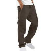 INLEIFE MENS PLUS Veličina Cargo Pant Muškarci Solid Ležerne prilike višestruki džepovi na otvorenom ravno tipom fitness hlače Tergo hlače pantalone