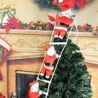 Santa Claus Penjanje na ukras ljestve u konopcu za božićno drvce, unutarnji vanjski viseći ukras ukras