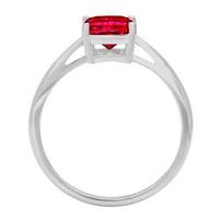 2.0ct smaragdni rez crveni simulirani ruby ​​18k bijelo zlatni angažman prsten veličine 6,5