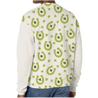 Muški dan St. Patrickov krastacke s dukserom Novost grafika dugih rukava pulover bijele veličine l