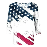 Oalirro casual majice za žene Dan nezavisnosti Cvjetni vrhovi za žene Dressy Casual Patriots Crew rukavi