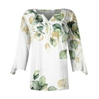 APEPAL ženske majice V izrez T izrezani kratki rukav Split ljetni vrhovi Dressy casual bijeli l