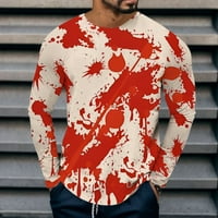 Yuelianxi muške majice Muški crveni špeckler Print dugih rukava majica modni udobni i povremeni za