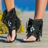 Rewenti Ženske djevojke Retro boemske tasselne sandale Roman Beach Cipele čizme Ljetne žene Sandale