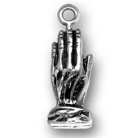 Sterling Silver 24 3D Detaljne dvije ruke pridružene su se molitve molitvene ogrlice za ruke
