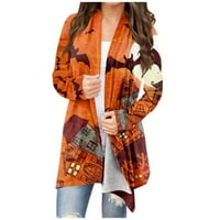 Tking Fashion Womens Cardigan Lagana Noć vještica Otvorena prednja labava casual Hallowen Cardigan jakna