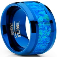 Muški plavi zeleni zdrobljeni Opal Tungsten Vjenčani prsten Udobnost