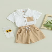 MUBINEO novorođenčad za dječake Ljetne odjeće odsječene košulje kratkih rukava s džepom i elastičnim stručnim kratkim hlačama