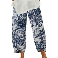 Bigersell Curvy pantalone za žene pune dužine hlače Žene modne casual posteljine ispisane prugaste pantalone