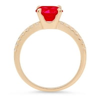 1.71ct okrugli rez crveni simulirani ruby ​​14k žuti zlatni godišnjički angažman prsten veličine 4,75