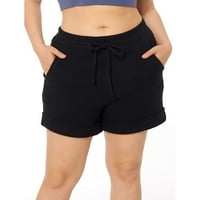 Aaimomet ženske kratke hlače sa džepovima Yoga kratke hlače Aktivne odjeće Hlače Žene Sports Plus Hlače za žene Crna, XXL