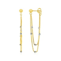 Ženski 14K žuti zlatni viseći lanci perla naklade na minđuše