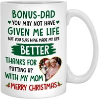 Bonus tata, možda mi nije dao život božićne šalice kafe bonus, božićni ocilne krigle za korak oču otac otac xmas krig stabla prve krigne