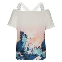 Ženska cvjetna tiskana ljetna majica hladno rame izlaska majice Fahsion Grafički casual cofy trendi