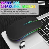 2.4GHz i Bluetooth miš, punjivi bežični miš za Samsung Galaxy Bluetooth bežični miš za laptop MAC računarsku tablet Android RGB LED Titanium