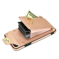 Dteck za Apple iPhone 6 6S džepni zatvarač, Flip PU kožni novčanik Crossbody Struga remena za remen sa nosačem kreditne kartice Žene RFID blokiranje zaštitne torbice, Rosegold