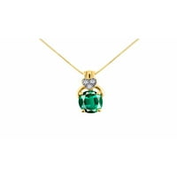 Dijamantna i zelena ogrlica sa emeraldom u 14k žutom zlatu sa 18 zlatnim lancem - majski rodni kamen