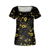 Ženske bluze i vrhovi Dressy Casual Graphic Prints Square Decline Ženske majice kratkih rukava Zlato