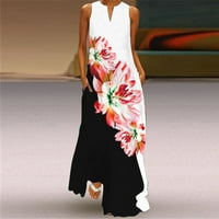Žene Ljeto Ležerne prilike bez rukava V izrez Maxi Labava haljina Boho Beach Dug Senders sa džepovima