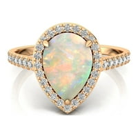 Etiopski Opal Birthstone, čvrsti zlatni prsten, dijamantski zaručnički prsten, poklon za djevojku, obećajući prsten