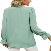 Gumb za bluzu za bluzu REJLUN majice V Vrući izrez Elegantna tunika košulja Labavi posao zeleni s