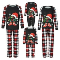 Božićne pidžame za obitelj podudaranje dugih rukava santa šešira tiskane vrhove pletene hlače odijelo zimsko spavanje