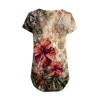 Zermoge kratki rukav ženski vrhovi bluze za plaćanje majica, ženska modna flor cvjetna tiskana tunika