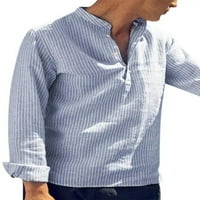 Haite Muška majica Dugme Tunika košulja dugih rukava Muška bluza Henley izrez Sive S