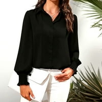 Dressy bluza za žene V izrez dugih rukava s majicama majice u boji šarenog šifona za posao u kancelariji