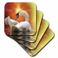 3Droza Prekrasna zalazak sunca sa pticom labud u besplatnoj prirodi - meki podmornici, set od 8