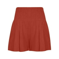 Ljetne štednje Ženske kratke hlače, modni ženski Ljetni džep Čvrsti povremeni elastični šorc visokog struka Hlače narančaste