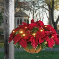PRELIČNI Umjetni božićni viseći koš Cvijet, umjetni borov košara cvjetni božićni dekor trijema, odljezan