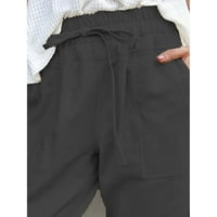 Womans hlače Prodaja casual solid pamučne lanene crkvene elastične kalef-duljine olovke za olovke pamučne