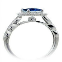 Carat Princess Cut Sapphire i dijamantski vjenčani prsten u 14K bijeli zlatni pristupačni prsten safir i dijamant