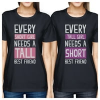 Visok kratki prijatelj BFF odgovarajuće košulje Žene mornaričke poklone za prijatelje
