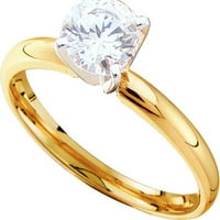 Veličina 8. - 14K žuto zlato okruglo Diamond Solitaire Bridal Wedder Band Angažovan prsten