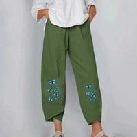 Fanxing Women Capris Fall posteljina High struk hlače široke noge elastične struke Duge pantalone Radi Ležerne prilike sa džepovima Sale S, M, L, XL, XXL